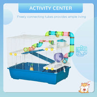 HKM-3478077 Extra Large 4-Tier Hamster Cage with Tubes, Exercise Wheel, Water Bottle, and Food Dish