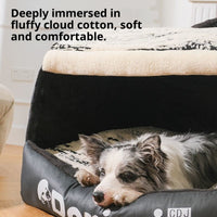 HKM-3478461 Removable and Washable Enclosed Cat Nest in Elegant Black and Warm Orange