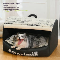 HKM-3478461 Removable and Washable Enclosed Cat Nest in Elegant Black and Warm Orange