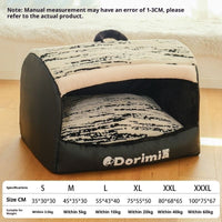 HKM-3478461 Removable and Washable Enclosed Cat Nest in Elegant Black and Warm Orange