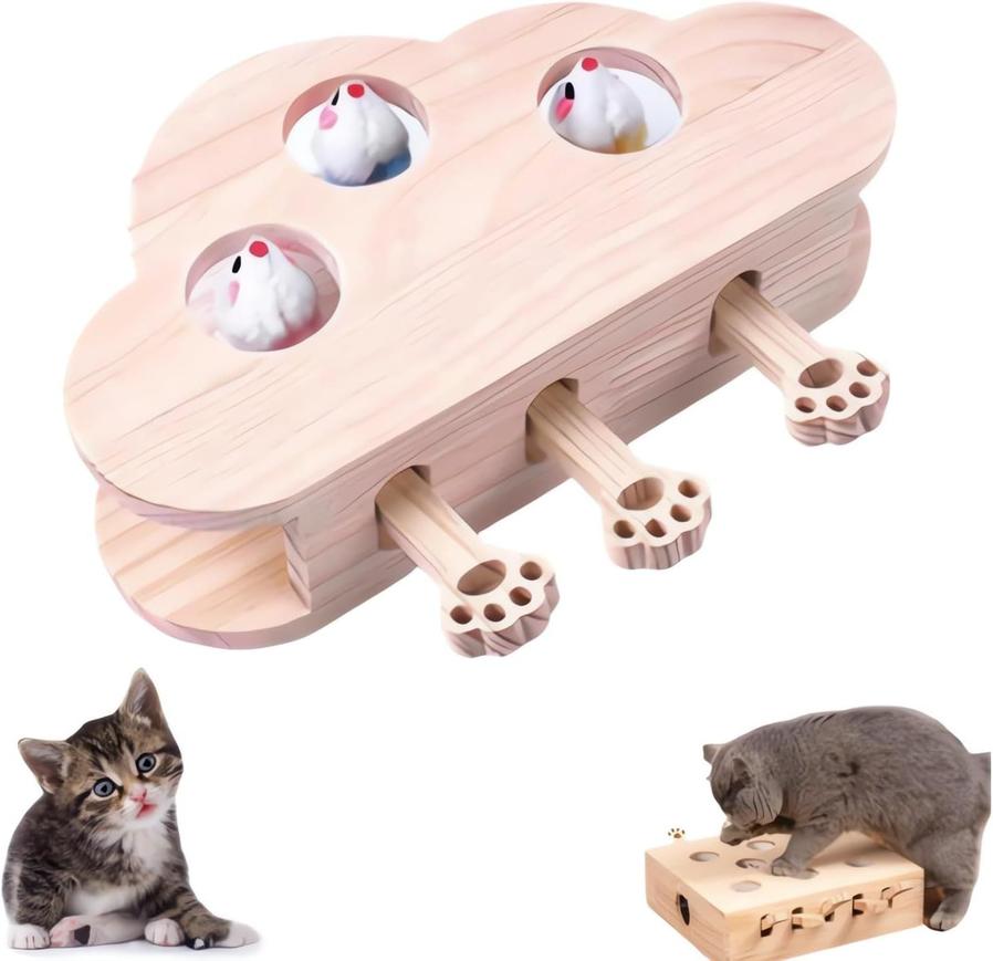 HKM-347923 Interactive Cardboard Cat Scratcher and Pop-Up Toy with Whack-a-Mole Feature for Indoor Cats