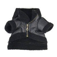 HKM-3479485 Punk Style PU Leather & Teddy Cashmere Dog Sweater for All Breeds