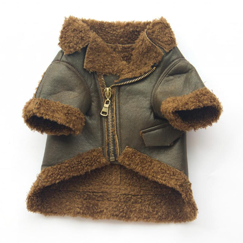HKM-3479485 Punk Style PU Leather & Teddy Cashmere Dog Sweater for All Breeds