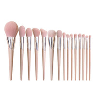 HKM-348115 Nude Pink Makeup Brush Set with 15 Essential Tools for Flawless Application
