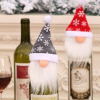 HKM-348179 Christmas Themed Red Wine Bottle Cover - Festive Decoration for Home and Holiday Gifts (22cm x 9cm)