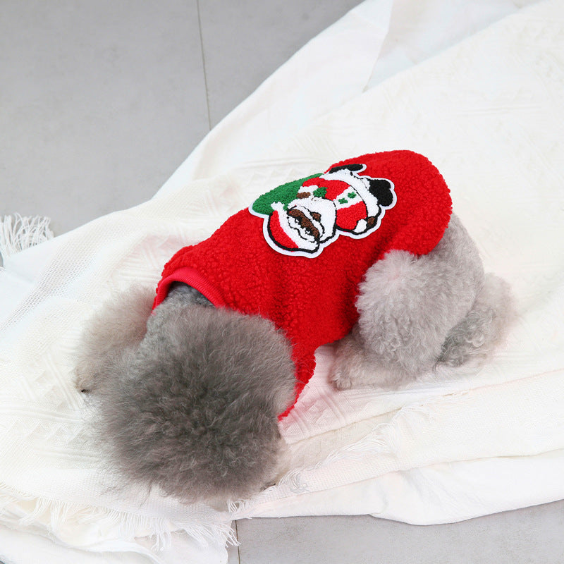 HKM-3482557 Christmas-Themed Pet Sweaters in Granular Velvet for Small to Medium Dogs