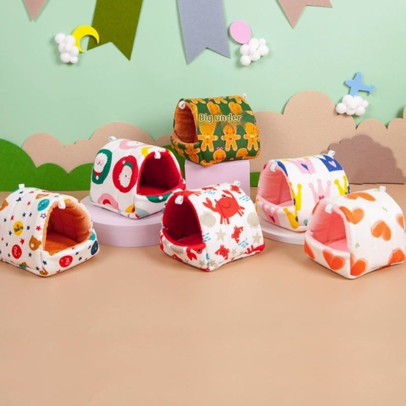 HKM-3484221 Warm Winter Bird Nest for Small Pets - Soft Cotton and Sponge with Various Designs