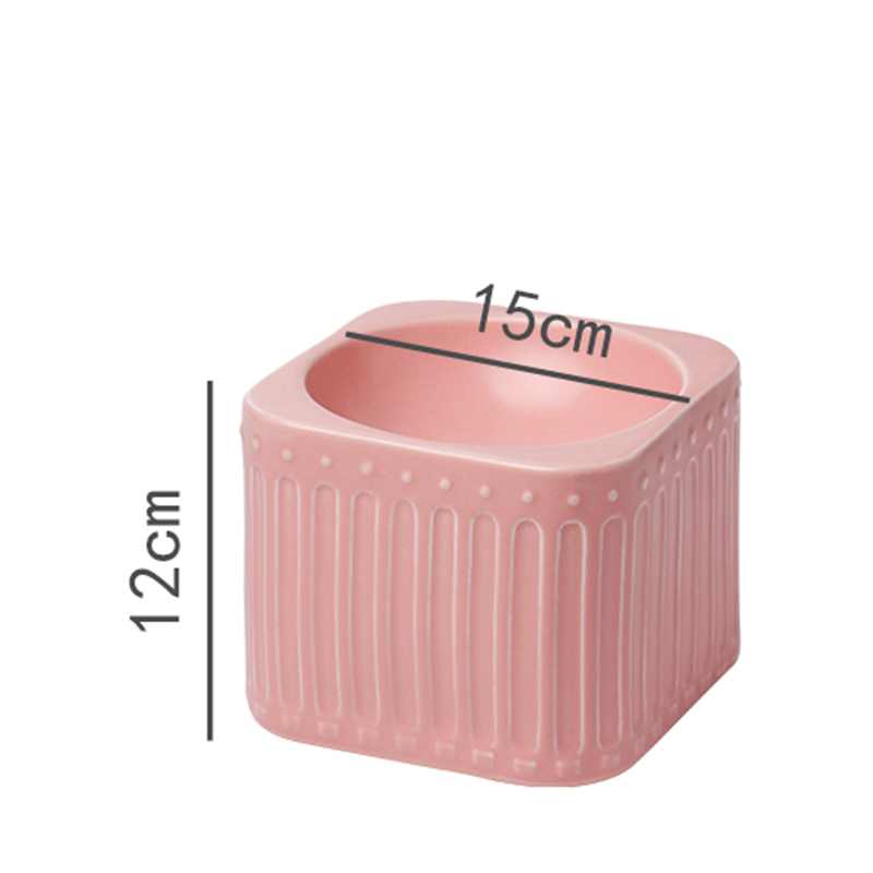 HKM-3484349 Ceramic Cat Bowl with High Foot Design for Easy Feeding and Reduced Upset, Available in Multiple Colors