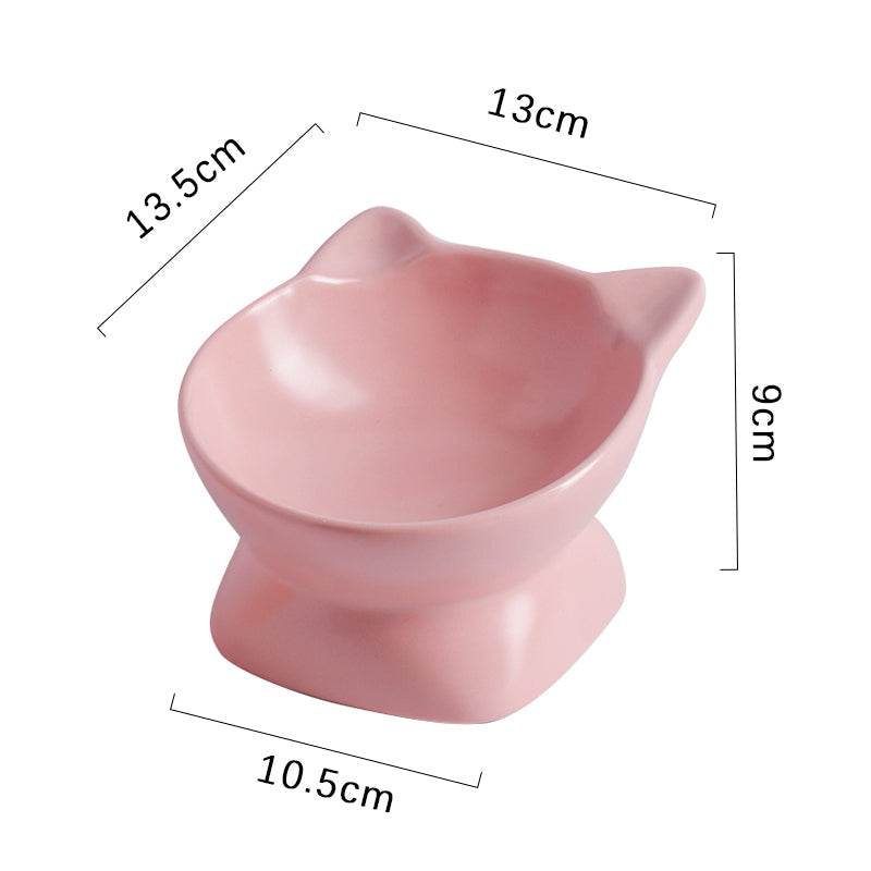 HKM-3484349 Ceramic Cat Bowl with High Foot Design for Easy Feeding and Reduced Upset, Available in Multiple Colors