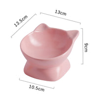 HKM-3484349 Ceramic Cat Bowl with High Foot Design for Easy Feeding and Reduced Upset, Available in Multiple Colors