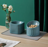 HKM-3484349 Ceramic Cat Bowl with High Foot Design for Easy Feeding and Reduced Upset, Available in Multiple Colors
