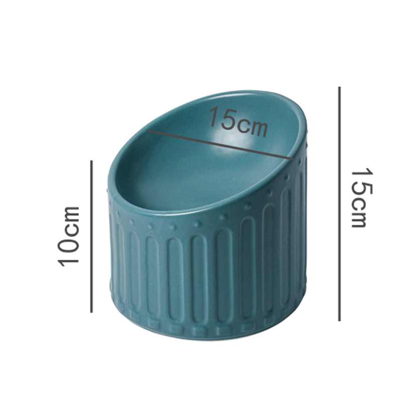 HKM-3484349 Ceramic Cat Bowl with High Foot Design for Easy Feeding and Reduced Upset, Available in Multiple Colors