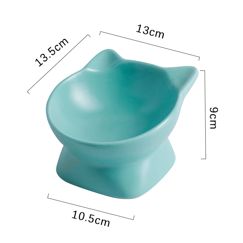 HKM-3484349 Ceramic Cat Bowl with High Foot Design for Easy Feeding and Reduced Upset, Available in Multiple Colors