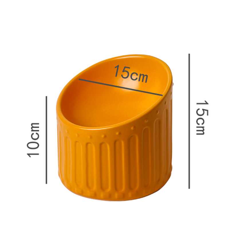 HKM-3484349 Ceramic Cat Bowl with High Foot Design for Easy Feeding and Reduced Upset, Available in Multiple Colors
