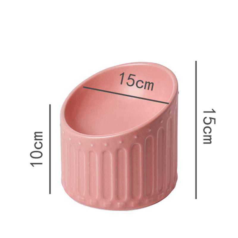 HKM-3484349 Ceramic Cat Bowl with High Foot Design for Easy Feeding and Reduced Upset, Available in Multiple Colors