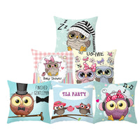 HKM-348435 Modern Owl Animal Pillowcase Cushion Cover in Peach Skin Fabric