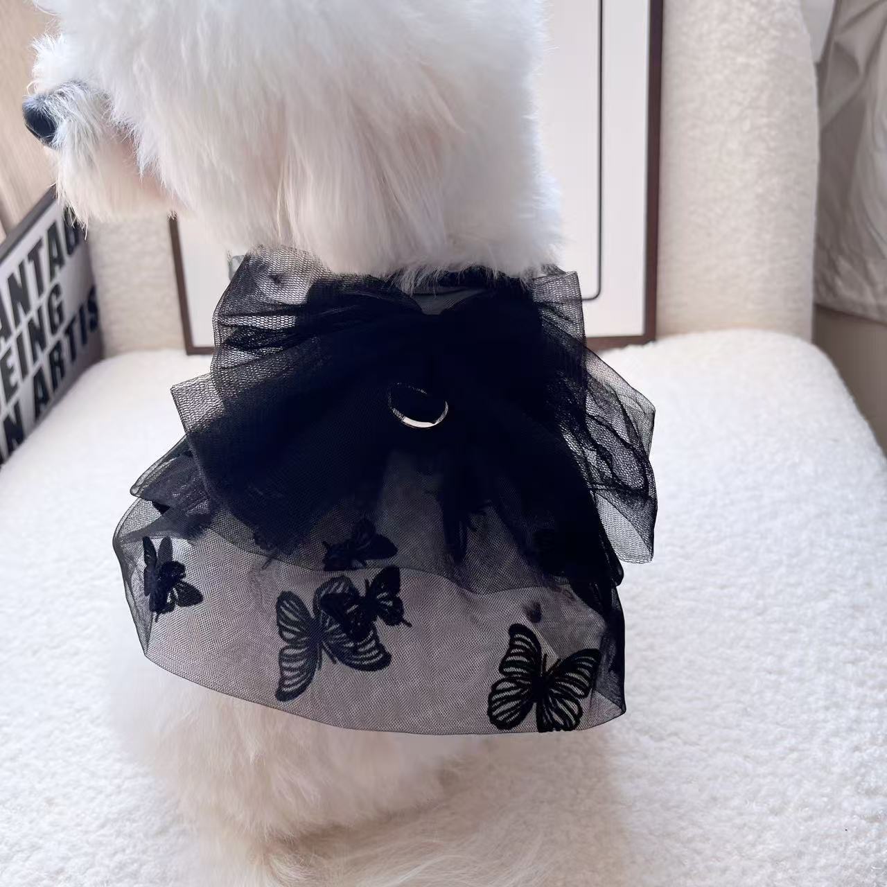 HKM-3484733 Princess Tulle Skirt for Pets ¨C Black Gauze Dog and Cat Clothing in Various Sizes