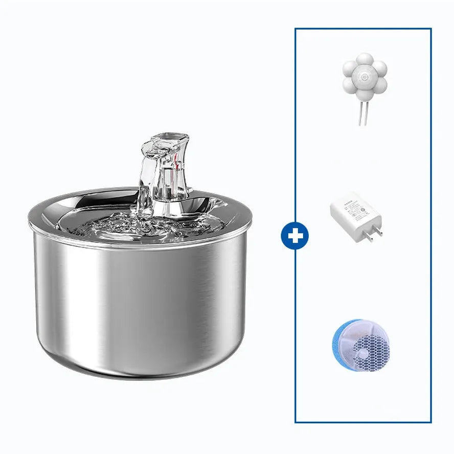 HKM-348499 Automatic Stainless Steel Pet Water Fountain with Filter and Sensor