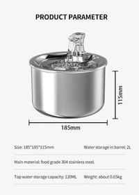 HKM-348499 Automatic Stainless Steel Pet Water Fountain with Filter and Sensor