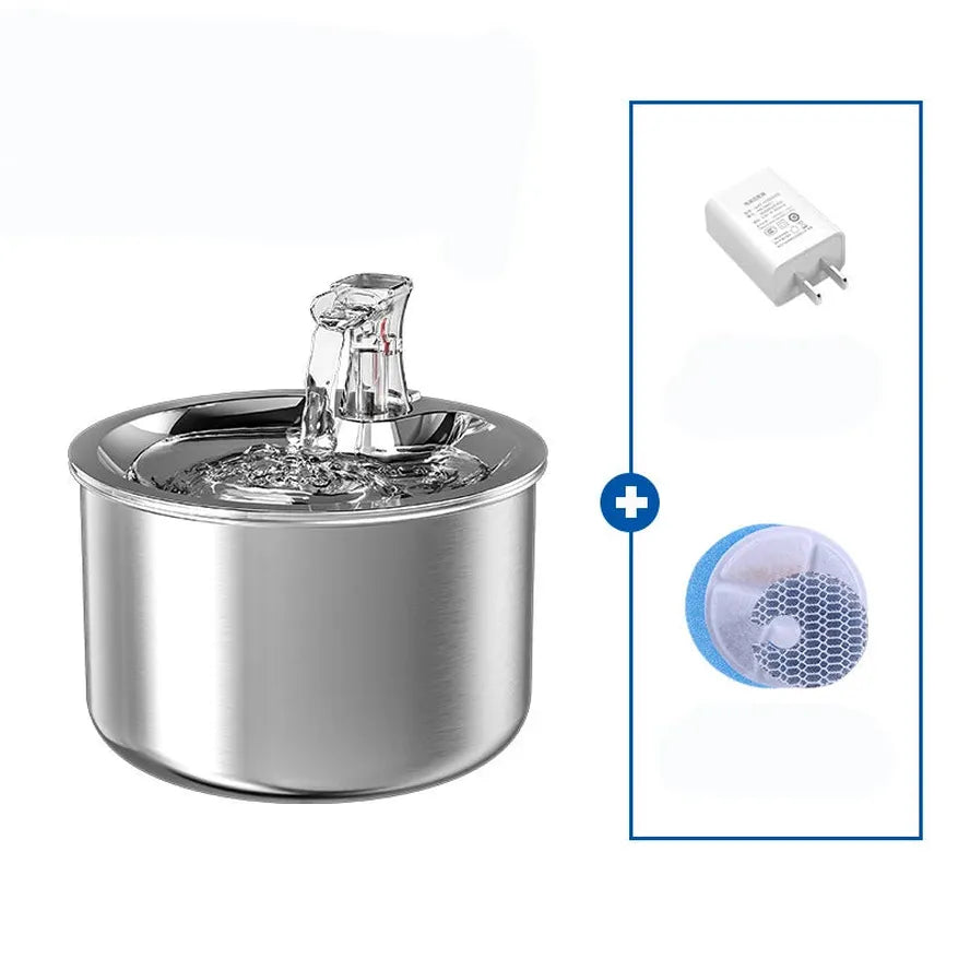 HKM-348499 Automatic Stainless Steel Pet Water Fountain with Filter and Sensor