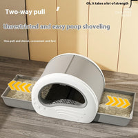 HKM-3485629 Extra Large Splash-Proof Enclosed Cat Toilet with Deodorizing Bag and Scoop