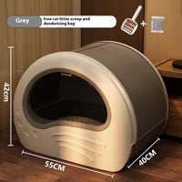 HKM-3485629 Extra Large Splash-Proof Enclosed Cat Toilet with Deodorizing Bag and Scoop