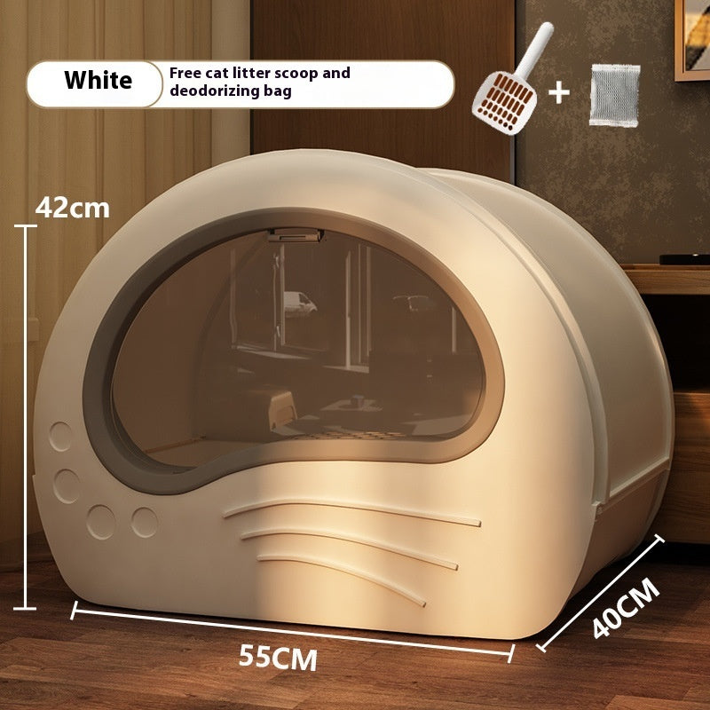 HKM-3485629 Extra Large Splash-Proof Enclosed Cat Toilet with Deodorizing Bag and Scoop