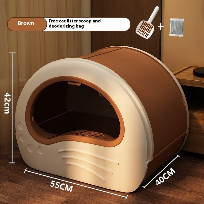 HKM-3485629 Extra Large Splash-Proof Enclosed Cat Toilet with Deodorizing Bag and Scoop