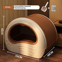 HKM-3485629 Extra Large Splash-Proof Enclosed Cat Toilet with Deodorizing Bag and Scoop