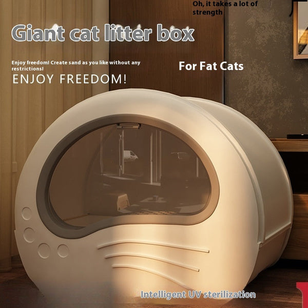 HKM-3485629 Extra Large Splash-Proof Enclosed Cat Toilet with Deodorizing Bag and Scoop