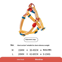 HKM-3487421 Retro Hand-Holding Rope Dog Collar Vest for Small and Medium-Sized Dogs