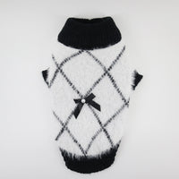 HKM-3487933 Casual Wool Dog Coat in Black and White Plaid, Sizes XS to XXL