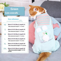 HKM-3488317 Warm and Cute Cat Overalls in Yellow and Green for Small Pets, Anti-Lint Polyester Fabric