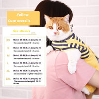 HKM-3488317 Warm and Cute Cat Overalls in Yellow and Green for Small Pets, Anti-Lint Polyester Fabric