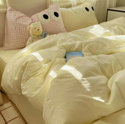 HKM-348883 Simple Gradient Color Cotton Bed Set - 3/4 Piece Options for Various Bed Sizes