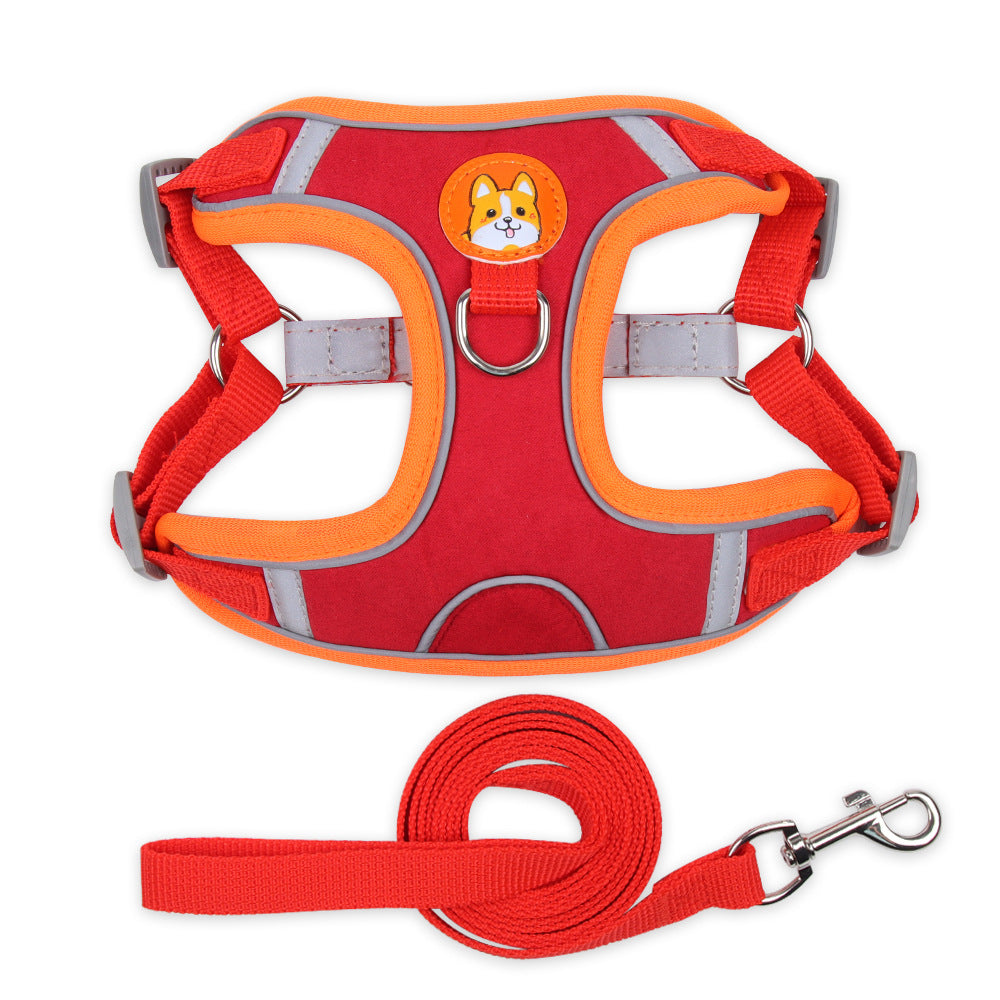 HKM-3489213 Reflective Vest Dog Harness with Leash - Adjustable Chest Strap for Small Dogs