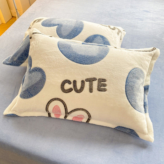 HKM-348947 Double-sided Fleece Winter Pillowcase, Coral Fleece, 48x74cm, Available Single or Pair