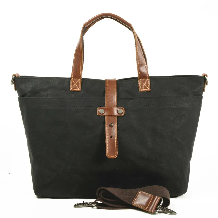 HKM-348947 Ladies Waxed Canvas Tote Shoulder Bag