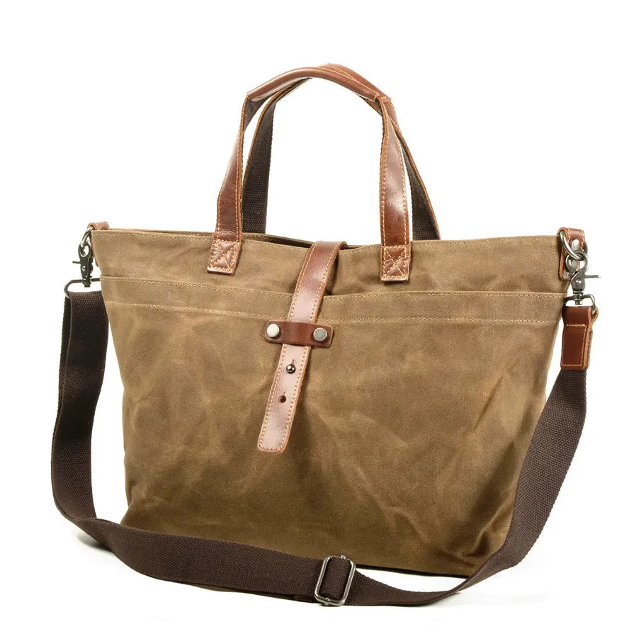 HKM-348947 Ladies Waxed Canvas Tote Shoulder Bag