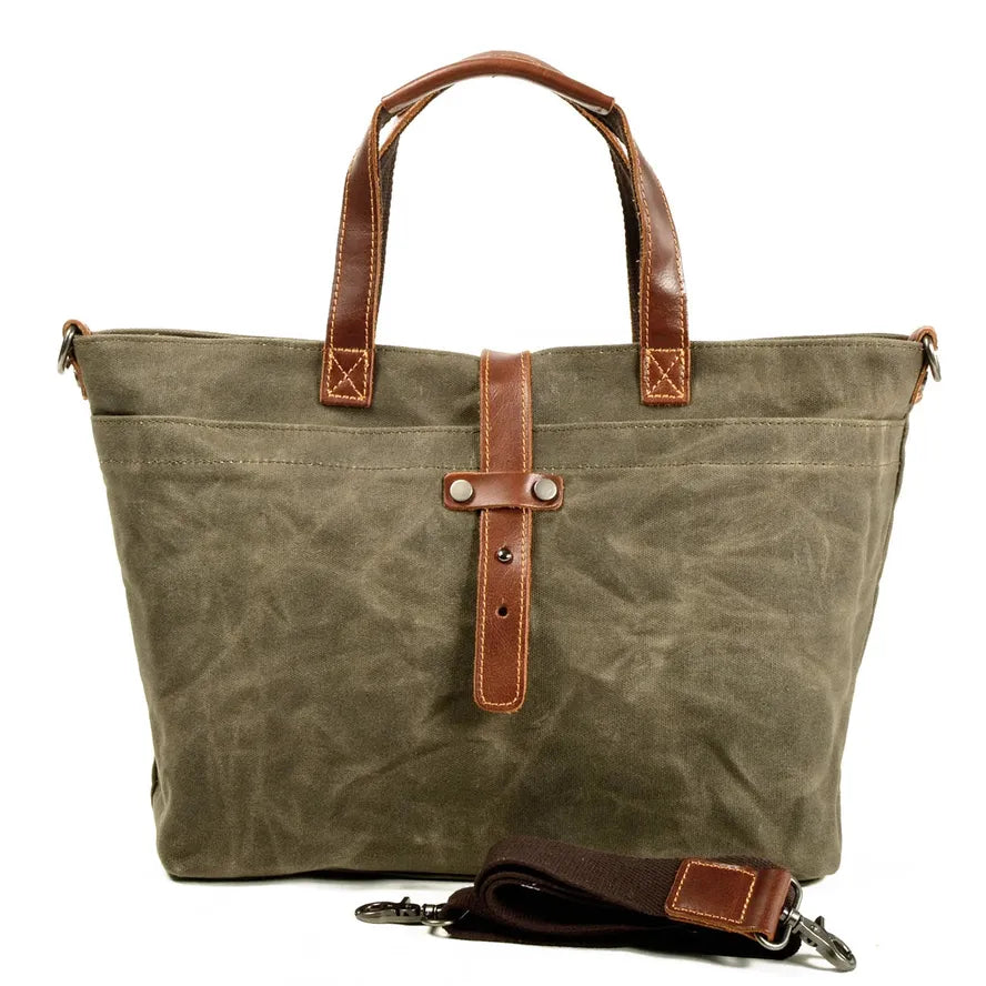 HKM-348947 Ladies Waxed Canvas Tote Shoulder Bag