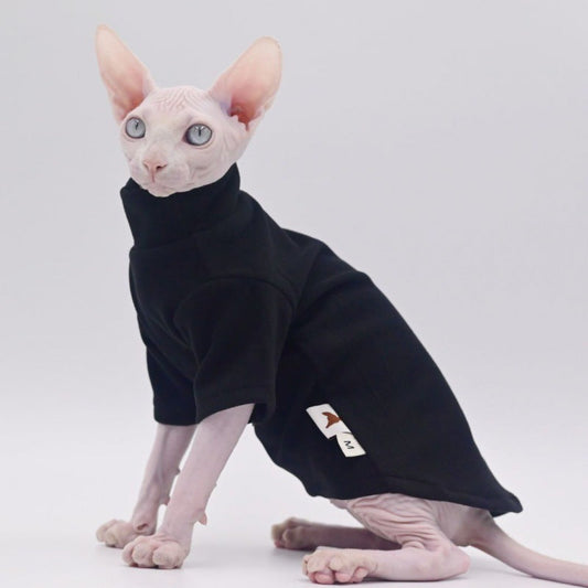 HKM-3489597 Fleece Hoodie for Hairless Cats - Cozy Autumn and Winter Apparel in Multiple Colors and Sizes