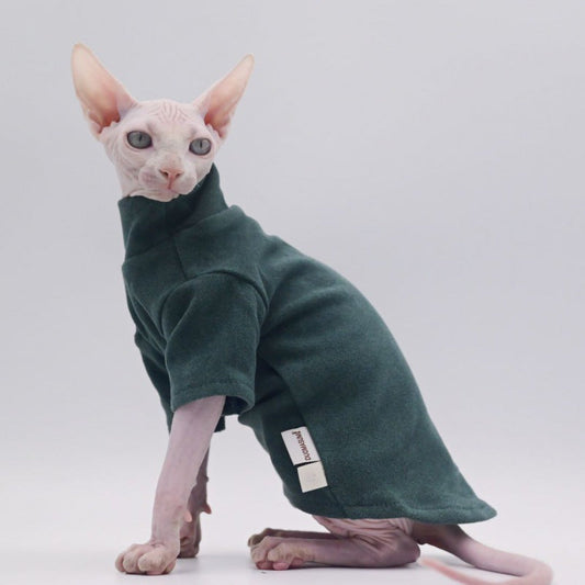 HKM-3489597 Fleece Hoodie for Hairless Cats - Cozy Autumn and Winter Apparel in Multiple Colors and Sizes
