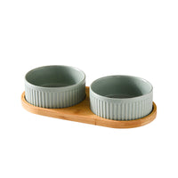 HKM-3490109 Ceramic Dog Food Bowl Set in Multiple Sizes with Coordinating Trays