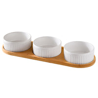 HKM-3490109 Ceramic Dog Food Bowl Set in Multiple Sizes with Coordinating Trays