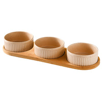 HKM-3490109 Ceramic Dog Food Bowl Set in Multiple Sizes with Coordinating Trays