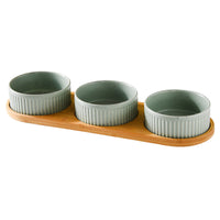 HKM-3490109 Ceramic Dog Food Bowl Set in Multiple Sizes with Coordinating Trays