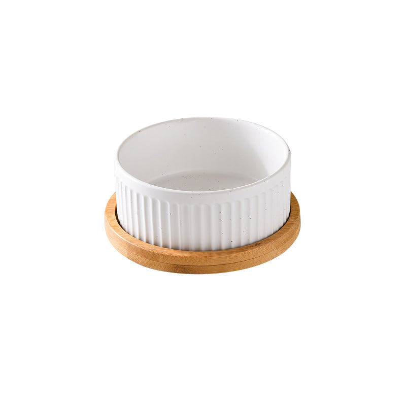 HKM-3490109 Ceramic Dog Food Bowl Set in Multiple Sizes with Coordinating Trays