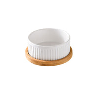 HKM-3490109 Ceramic Dog Food Bowl Set in Multiple Sizes with Coordinating Trays