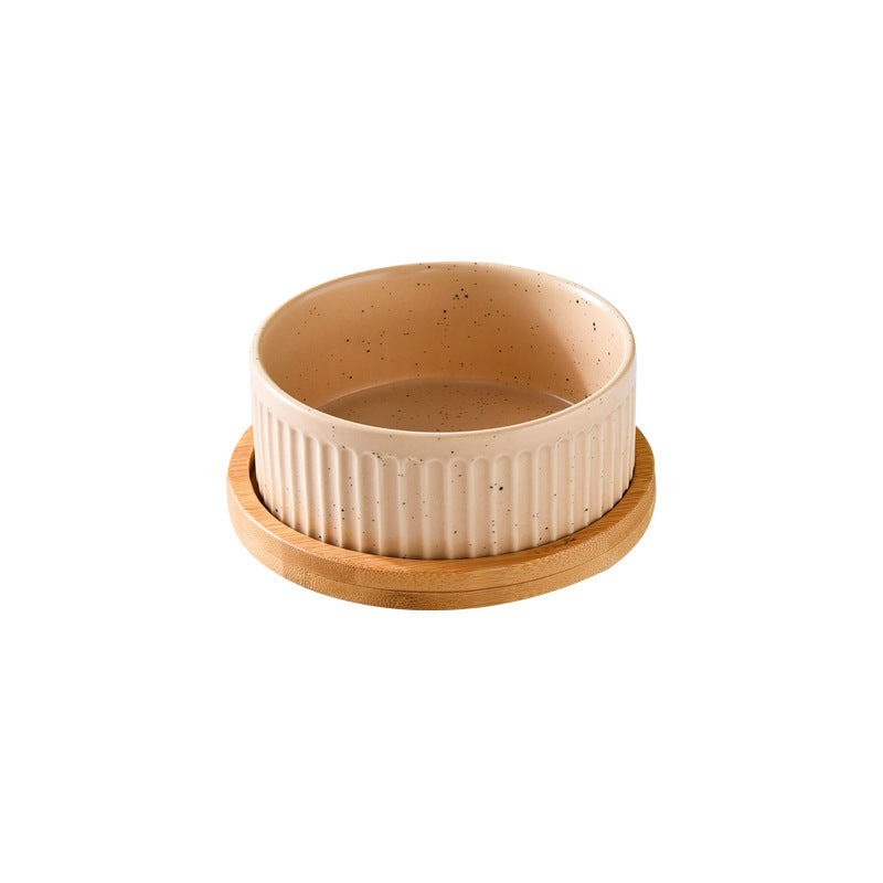 HKM-3490109 Ceramic Dog Food Bowl Set in Multiple Sizes with Coordinating Trays