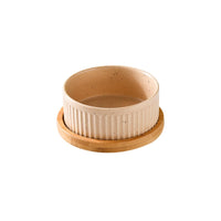 HKM-3490109 Ceramic Dog Food Bowl Set in Multiple Sizes with Coordinating Trays